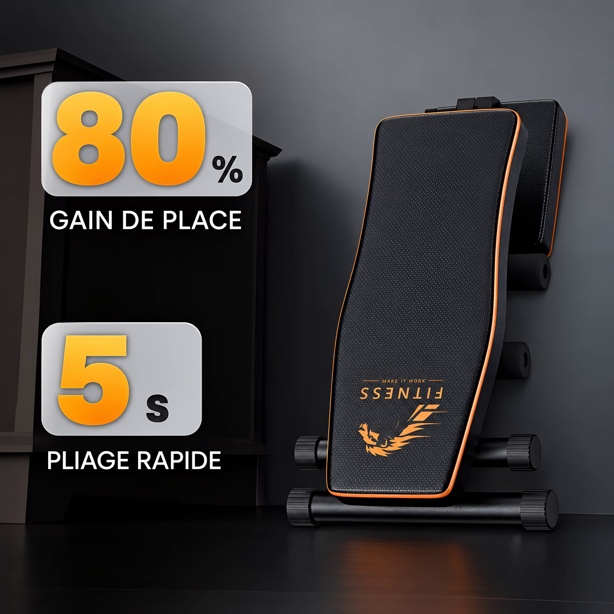 Banc de Musculation Pliable Multifonctionnel - Réglable & Inclinable - 300 kg