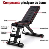Banc de Musculation Réglable et Pliable – Multi-Positions, Entraînement Force Maison