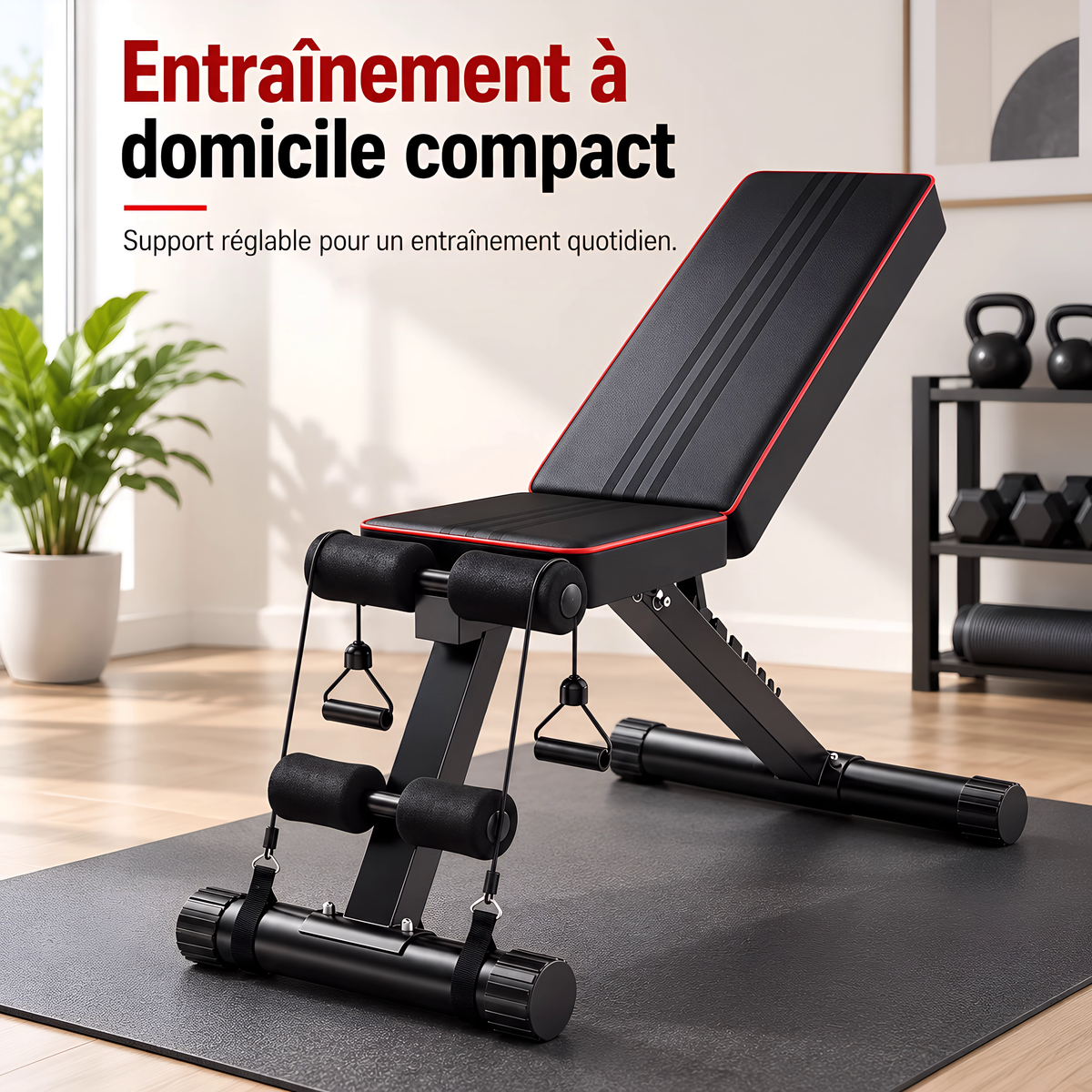 Banc de Musculation Réglable et Pliable – Multi-Positions, Entraînement Force Maison