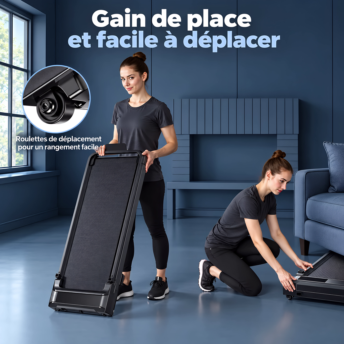 Tapis de Marche Pliable – Moteur 2.0HP, 1-6 km/h, Écran LED & Main Courante, Capacité 120 kg