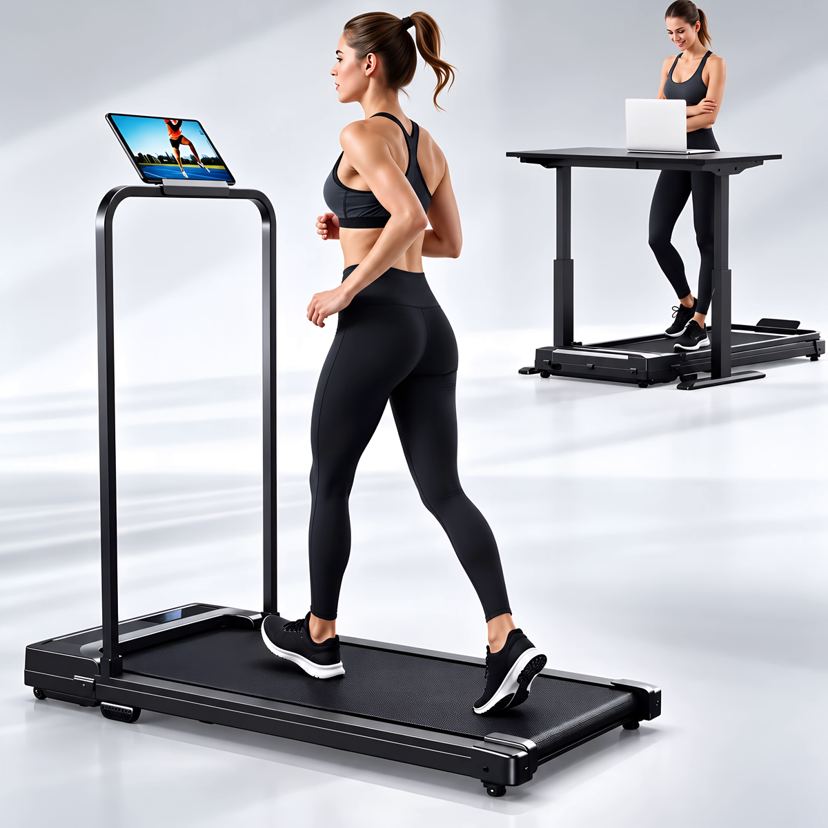 Tapis de Marche Pliable – Moteur 2.0HP, 1-6 km/h, Écran LED & Main Courante, Capacité 120 kg