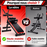 Machine Abdominale Pliable – 4 Roues, Écran LCD, Charge 100 kg, Abdos Jambes Fessiers