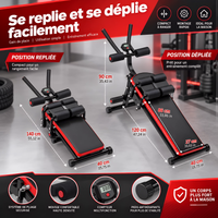 Machine Abdominale Pliable – 4 Roues, Écran LCD, Charge 100 kg, Abdos Jambes Fessiers