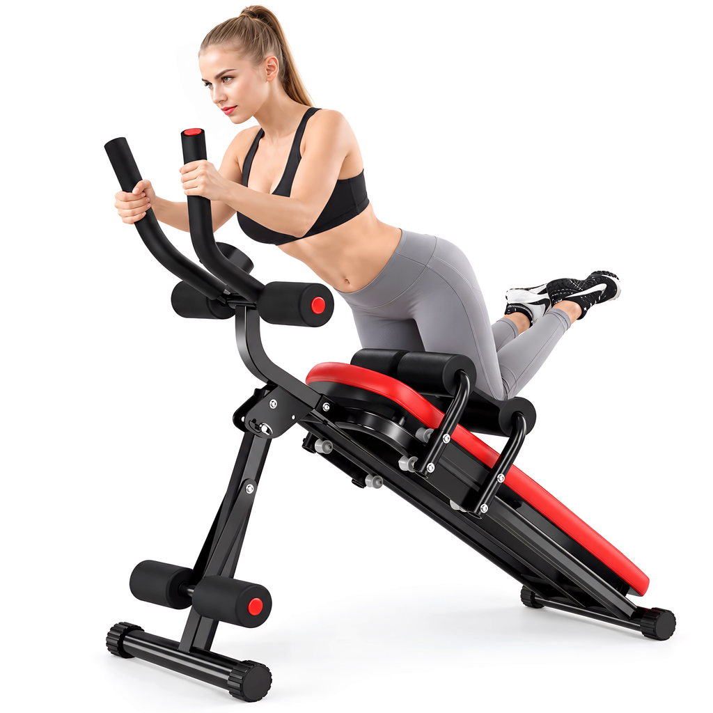 Machine Abdominale Pliable – 4 Roues, Écran LCD, Charge 100 kg, Abdos Jambes Fessiers