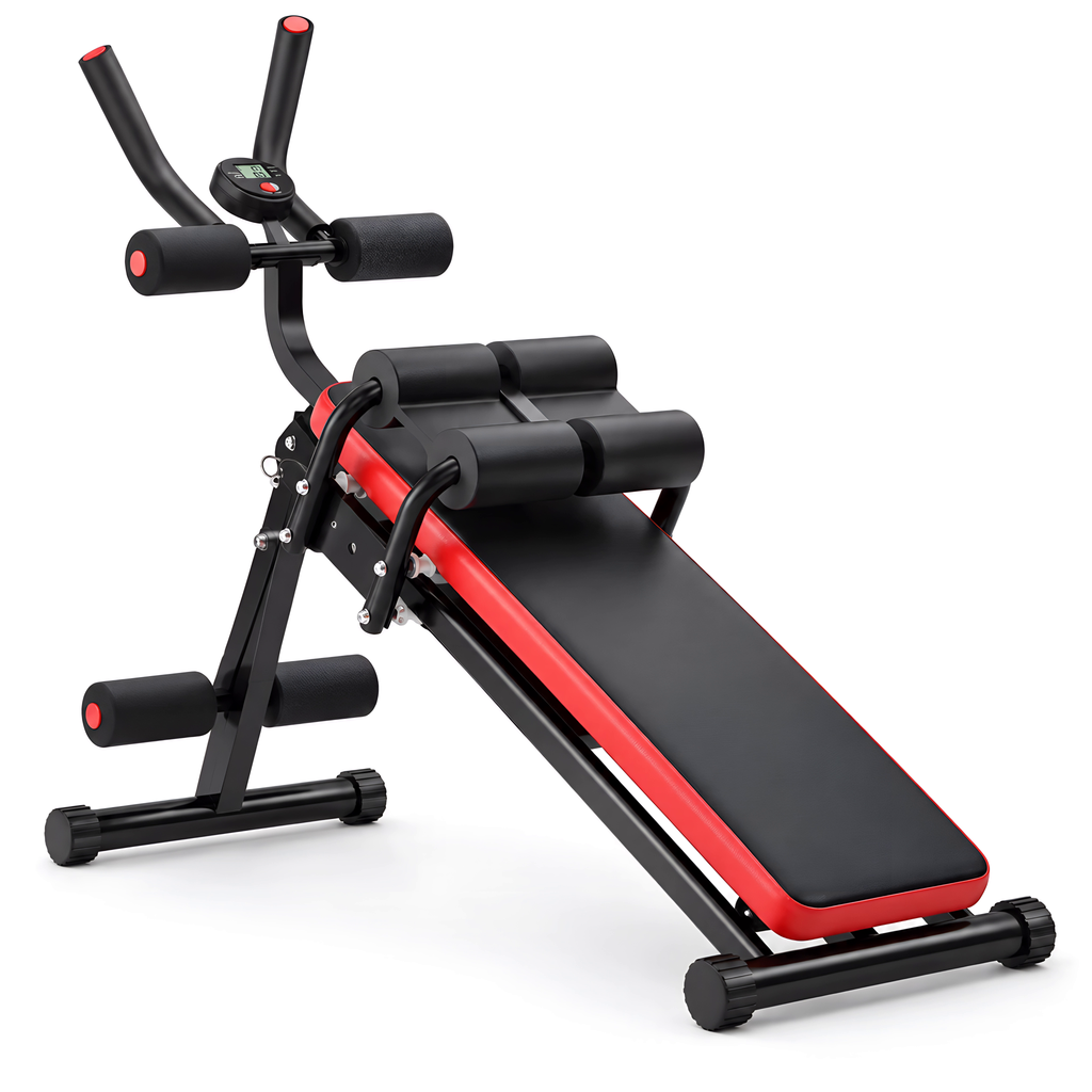 Machine Abdominale Pliable – 4 Roues, Écran LCD, Charge 100 kg, Abdos Jambes Fessiers