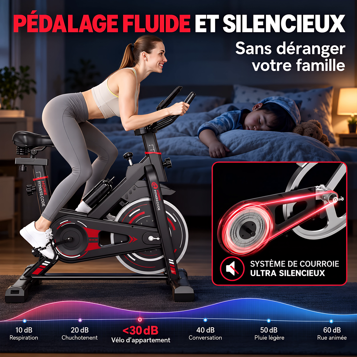 Vélo d'Exercice Stationnaire GartistGO – Volant 10 kg, Écran LCD, Résistance Réglable, 120 kg