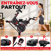 Vélo d'Exercice Stationnaire GartistGO – Volant 10 kg, Écran LCD, Résistance Réglable, 120 kg