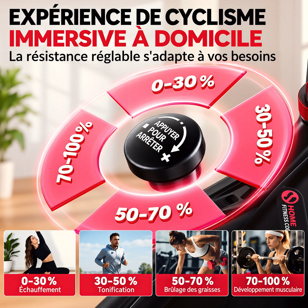 Vélo d'Exercice Stationnaire GartistGO – Volant 10 kg, Écran LCD, Résistance Réglable, 120 kg