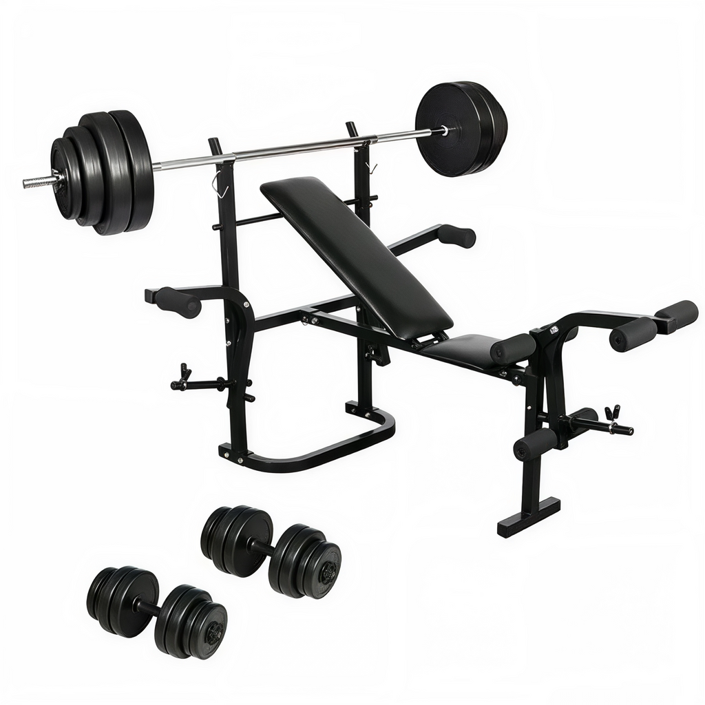 Ensemble Banc de Musculation + Haltères & Barre – 90 kg Inclus